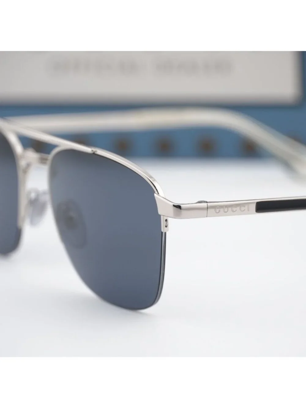 Gucci GG0985S 001 Square Men Sunglasses - Silver / Grey